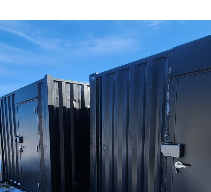 10′ Used Cutdown Shipping Container w/Man Door (Black) - Container Tec Pty Ltd